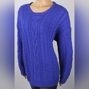 NWT Ralph Lauren Womens Cable Knit Andover Blue Pullover Chunky Sweater Size 3XL